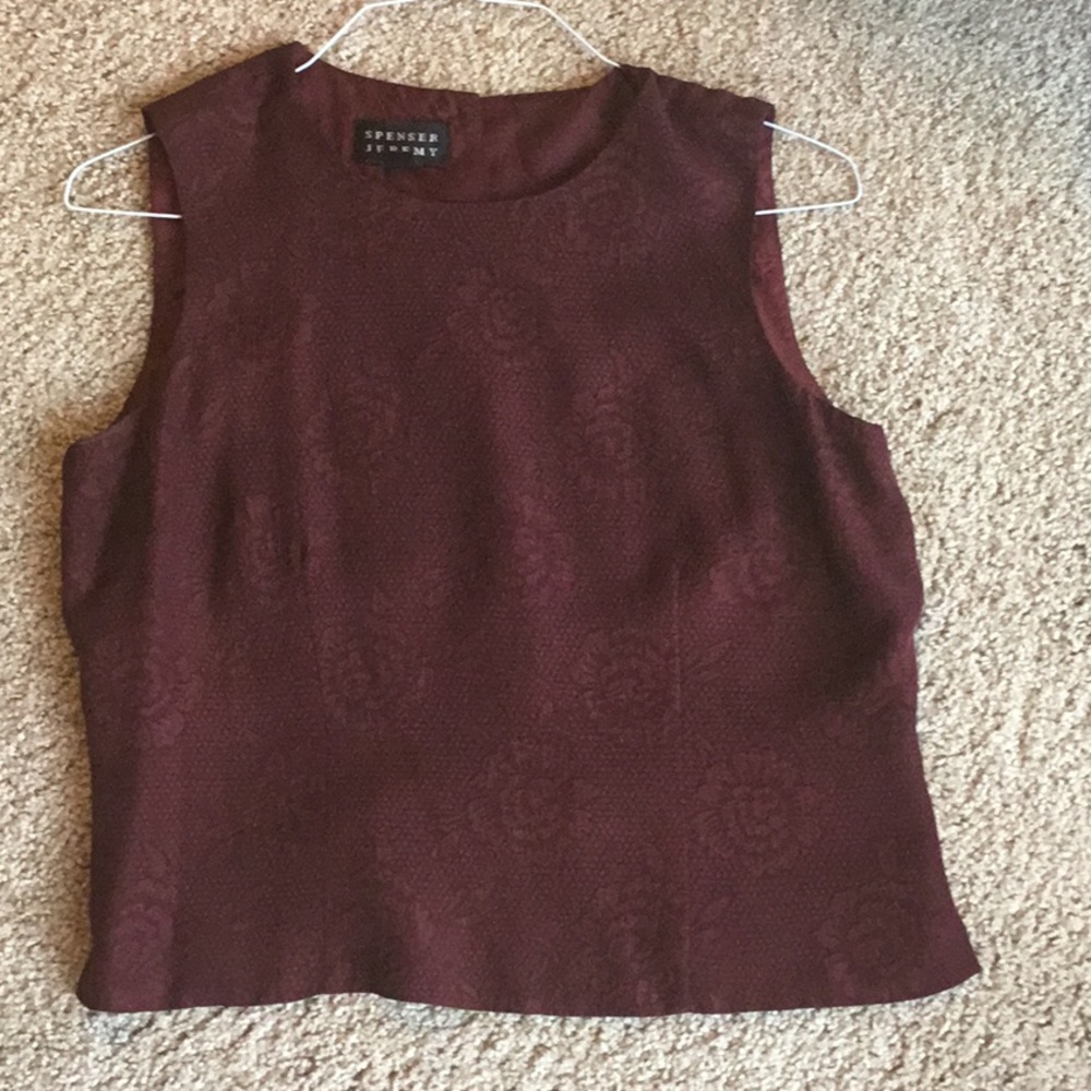 Flower Embossed Sleeveless Shell Top